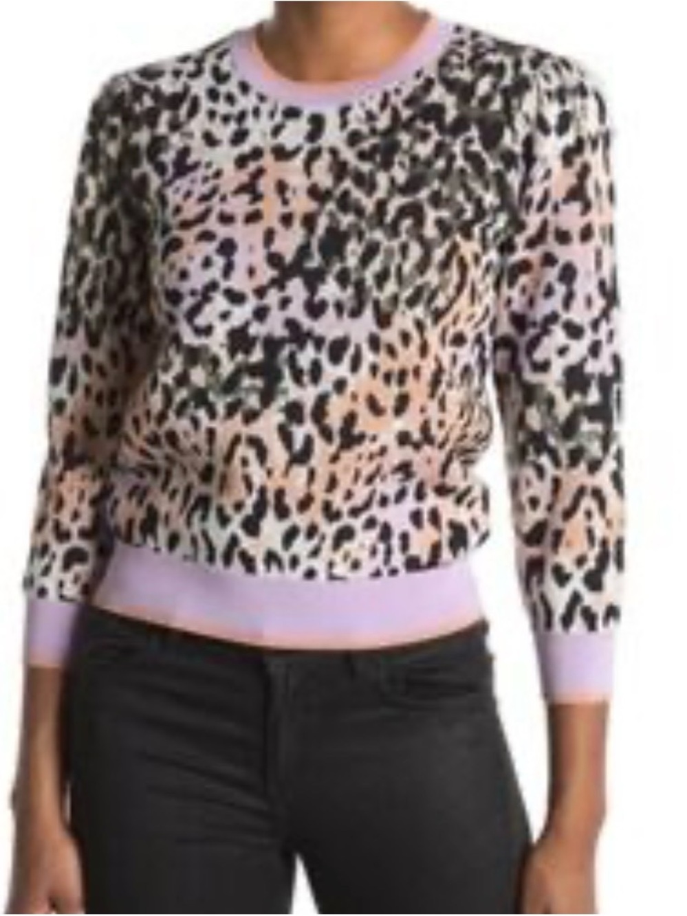 Veronica Beard Suzanna Pastel Leopard Print Knit Sweater Sz XS $110